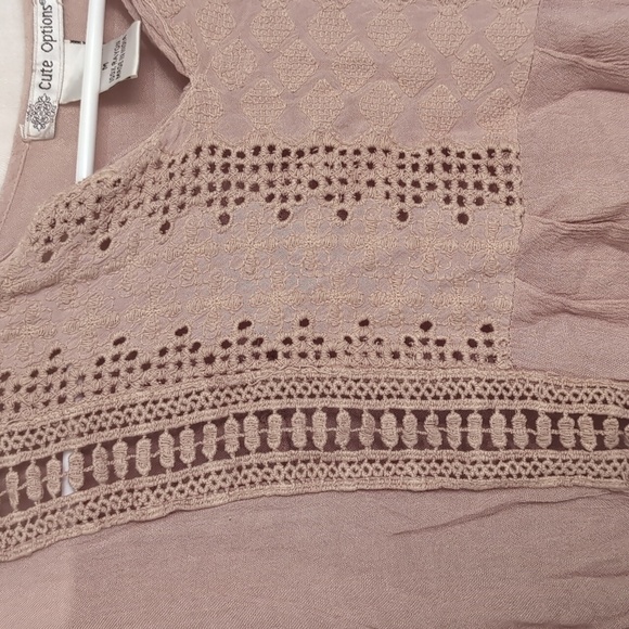 Vintage Cute Options Blush Pink Rayon Embroidered Long Sleeve Blouse Size Medium - Picture 4 of 6